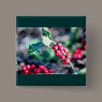 Festive Christmas Holly buttons
