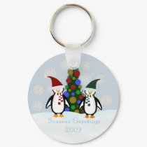Festive Christmas Penguin Keychain