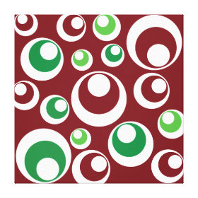 Festive Christmas Red Green Circles Dots Pattern Gallery Wrapped Canvas