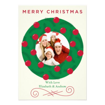 Festive Christmas Wreath Holiday Photo Card