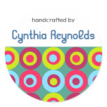 Festive Circles "Handcrafted By" Labels Stickers