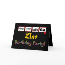 Festive & Colorful 21st Birthday Party Invitation Greeting Card