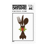 Festive Cutlery Holiday Postage Stamp stamps