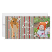 Festive Fawn Christmas Stripes Photo Card
