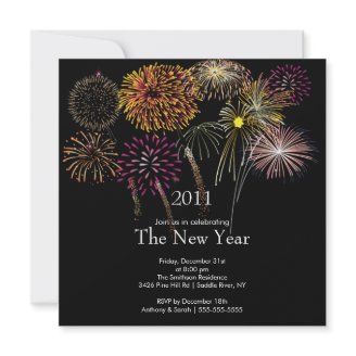 Festive Fireworks New Year Party Invitation