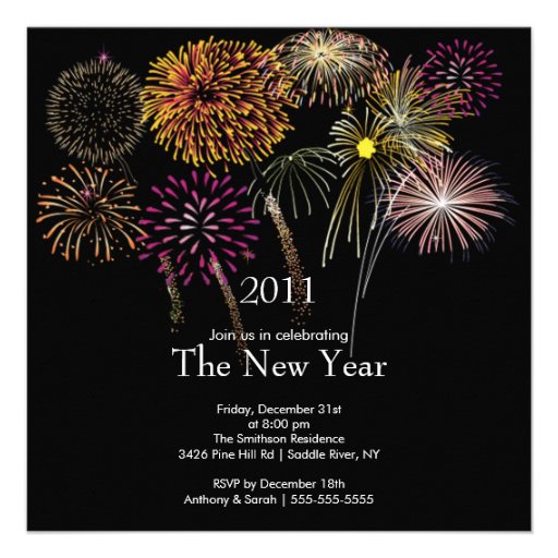 Festive Fireworks New Year Party Invitation (front side)