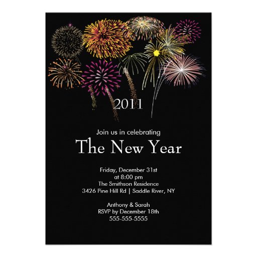 Festive Fireworks New Year Party Invitation (front side)