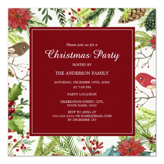 Festive Forest Christmas Party Invitation (front side)