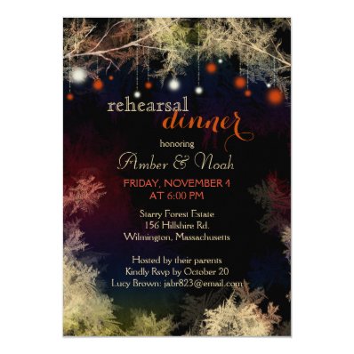 Festive Forest Lights Wedding Rehearsal Dinner 5x7 Paper Invitation Card