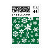Festive Green Snowflakes Christmas Holiday Pattern Stamps