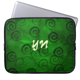 Festive Green Spirals Laptop Sleeves