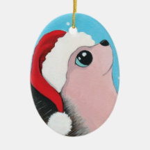 Festive Hedgehog in a Santa Hat Christmas Ornaments