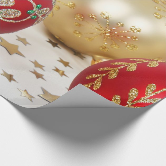 Festive Holiday Christmas Ornaments Background Wrapping Paper 4/4