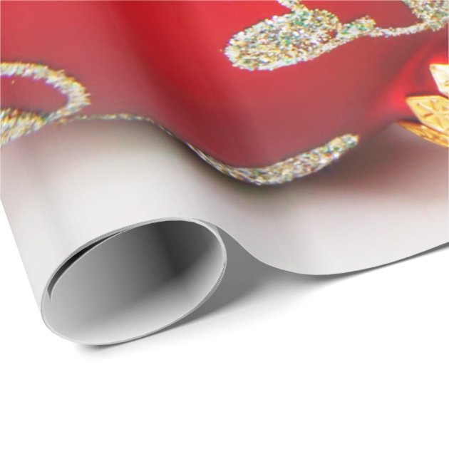 Festive Holiday Christmas Ornaments Background Wrapping Paper 3/4