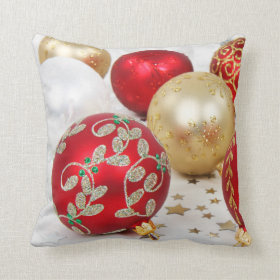 Festive Holiday Christmas Ornaments Throw Pillow