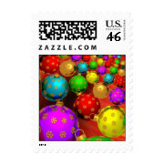 Festive Holiday Christmas Tree Ornaments Design Postage Stamps