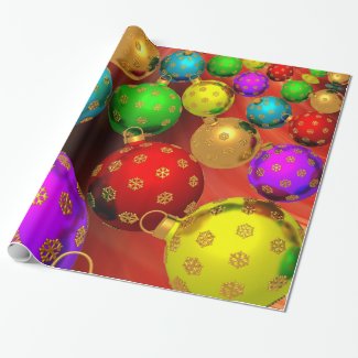 Festive Holiday Christmas Tree Ornaments Design Wrapping Paper