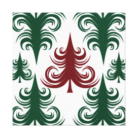 Festive Holiday Christmas Tree Pattern Green Red Canvas Prints