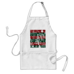Festive Holiday Christmas Tree Red Green Striped Apron