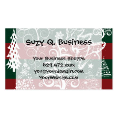 Festive Holiday Christmas Tree Red Green Striped Business Card Template