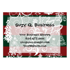 Festive Holiday Christmas Tree Red Green Striped Business Cards