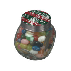 Festive Holiday Christmas Tree Red Green Striped Jelly Belly Candy Jars