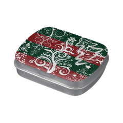 Festive Holiday Christmas Tree Red Green Striped Jelly Belly Tins
