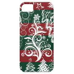 Festive Holiday Christmas Tree Red Green Striped iPhone 5/5S Case
