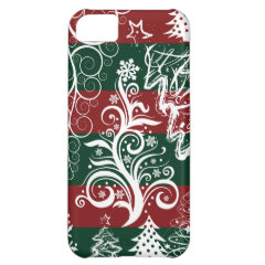 Festive Holiday Christmas Tree Red Green Striped Case For iPhone 5C