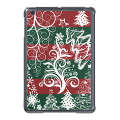 Festive Holiday Christmas Tree Red Green Striped iPad Mini Covers