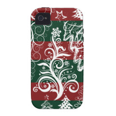 Festive Holiday Christmas Tree Red Green Striped iPhone 4/4S Case