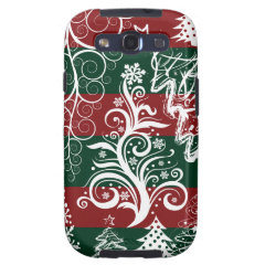 Festive Holiday Christmas Tree Red Green Striped Galaxy S3 Case