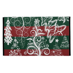 Festive Holiday Christmas Tree Red Green Striped iPad Cases