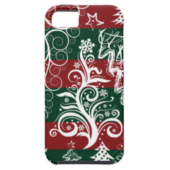 Festive Holiday Christmas Tree Red Green Striped Cover For iPhone 5/5S