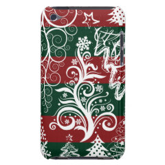 Festive Holiday Christmas Tree Red Green Striped iPod Touch Cover