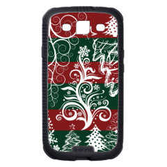Festive Holiday Christmas Tree Red Green Striped Galaxy SIII Cover