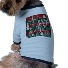 Festive Holiday Christmas Tree Red Green Striped Doggie T Shirt