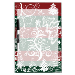 Festive Holiday Christmas Tree Red Green Striped Dry-Erase Whiteboards