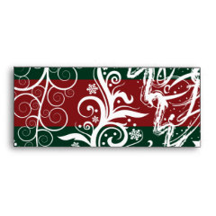 Festive Holiday Christmas Tree Red Green Striped Envelopes