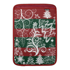 Festive Holiday Christmas Tree Red Green Striped MacBook Air Sleeves