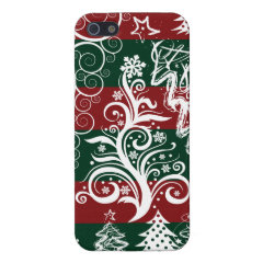 Festive Holiday Christmas Tree Red Green Striped iPhone 5 Case