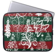 Festive Holiday Christmas Tree Red Green Striped Computer Sleeves