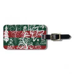 Festive Holiday Christmas Tree Red Green Striped Tags For Bags