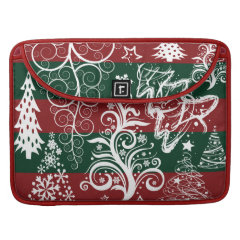 Festive Holiday Christmas Tree Red Green Striped Sleeves For MacBook Pro