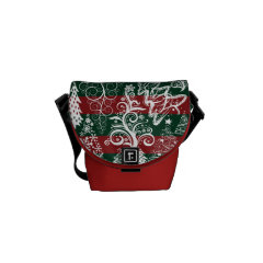 Festive Holiday Christmas Tree Red Green Striped Courier Bag