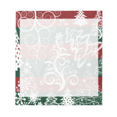 Festive Holiday Christmas Tree Red Green Striped Note Pad