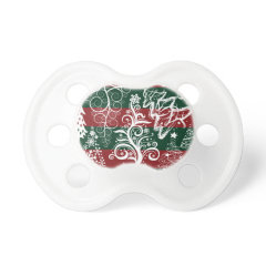 Festive Holiday Christmas Tree Red Green Striped Pacifiers