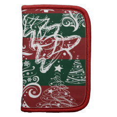 Festive Holiday Christmas Tree Red Green Striped Organizers
