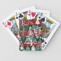 Festive Holiday Christmas Tree Red Green Striped Bicycle Card Decks
