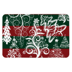 Festive Holiday Christmas Tree Red Green Striped Flexible Magnets